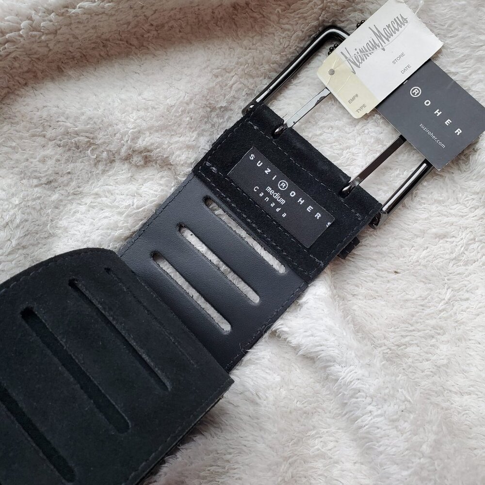 Suzi Roher wide black leather belt NWT